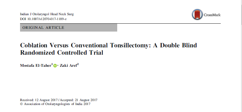 Coblation Versus Conventional Tonsillectomy: A Double Blind Randomized Controlled Trial