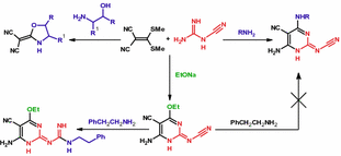 Utility of bis(methylthio)methylene malononitrile as a synthon in the synthesis of new poly-functionalized cyanoiminopyrimidines