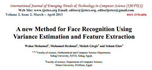 A new Method for Face Recognition Using Variance Estimation and Feature Extraction