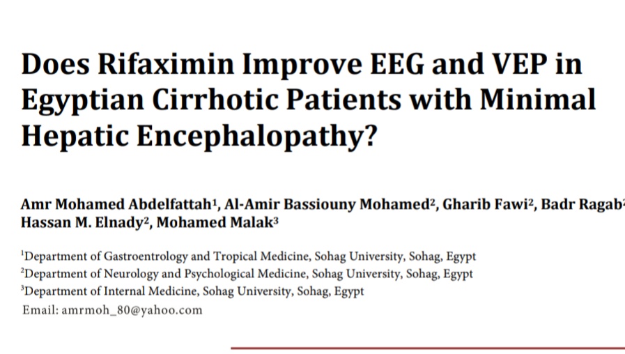 Does Rifaximin Improve EEG and VEP in  Egyptian Cirrhotic Patients with Minimal  Hepatic Encephalopathy?