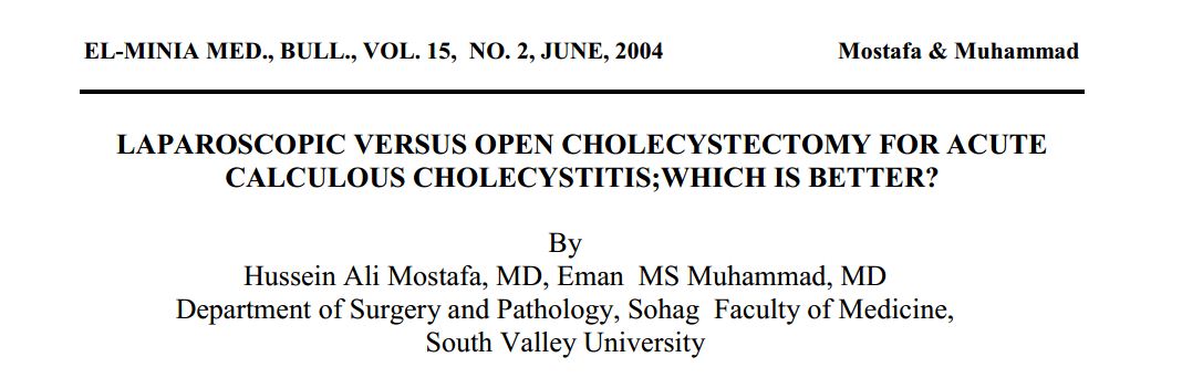 Laparoscopic versus cholecystectomy for acute calculus cholecyctitis:  Which is better?