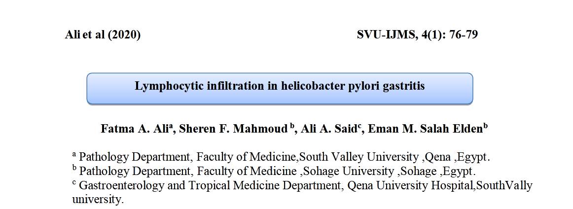 Lymphocytic infiltration in Helicobacter pylori gastritis.