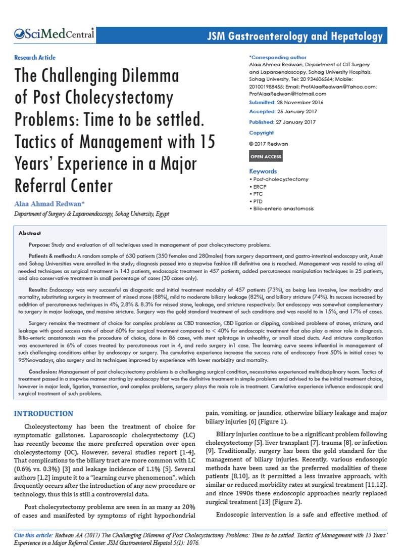 The challenging dilemma of post cholecystectomy problems; Time to be settled. Tactics of management with 15 years' experience in a major referral centers.