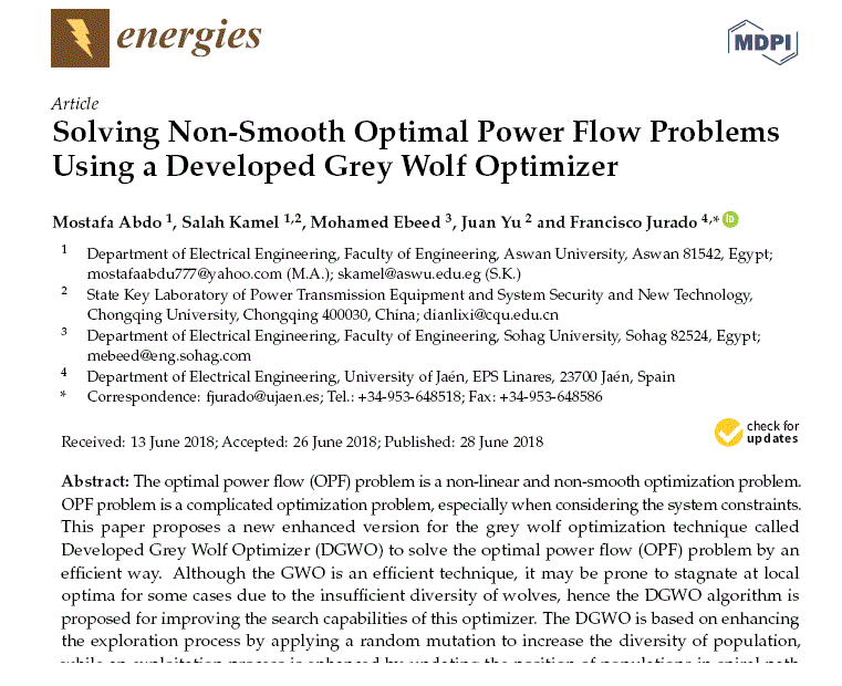 Solving Non-Smooth Optimal Power Flow Problems Using a Developed Grey Wolf Optimizer