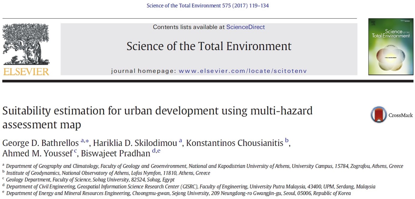 Suitability estimation for urban development using multi-hazard assessment map.