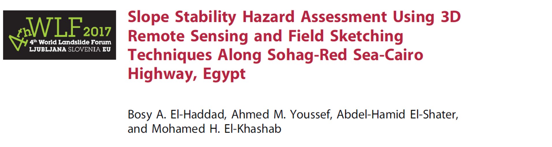 Slope Stability Hazard Assessment Using 3D Remote Sensing and Field Sketching Techniques Along Sohag-Red Sea-Cairo Highway, Egypt