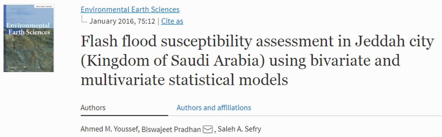 Flash flood susceptibility assessment in Jeddah city (Kingdom of Saudi Arabia) using bivariate and multivariate statistical models