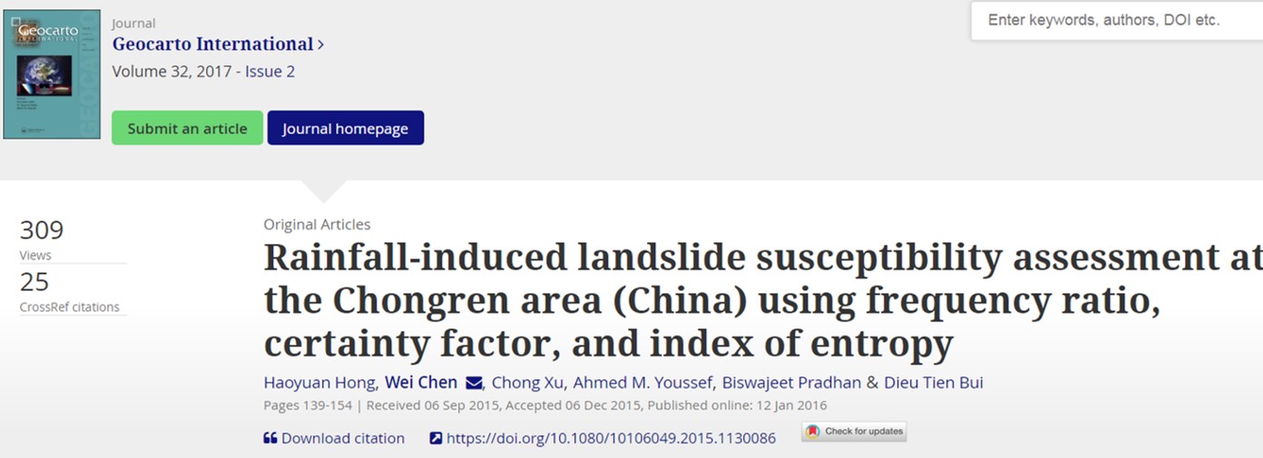 Rainfall-induced landslide susceptibility assessment at the Chongren area (China) using frequency ratio, certainty factor, and index of entropy