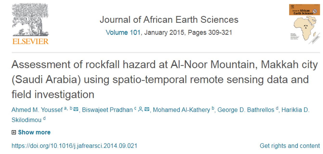 Assessment of rockfall hazard at Al-Noor Mountain, Makkah city (Saudi Arabia) using spatio-temporal remote sensing data and field investigation