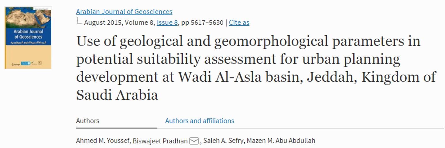 Use of geological and geomorphological parameters in potential suitability assessment for urban planning development at Wadi Al-Asla basin, Jeddah, Kingdom of Saudi Arabia
