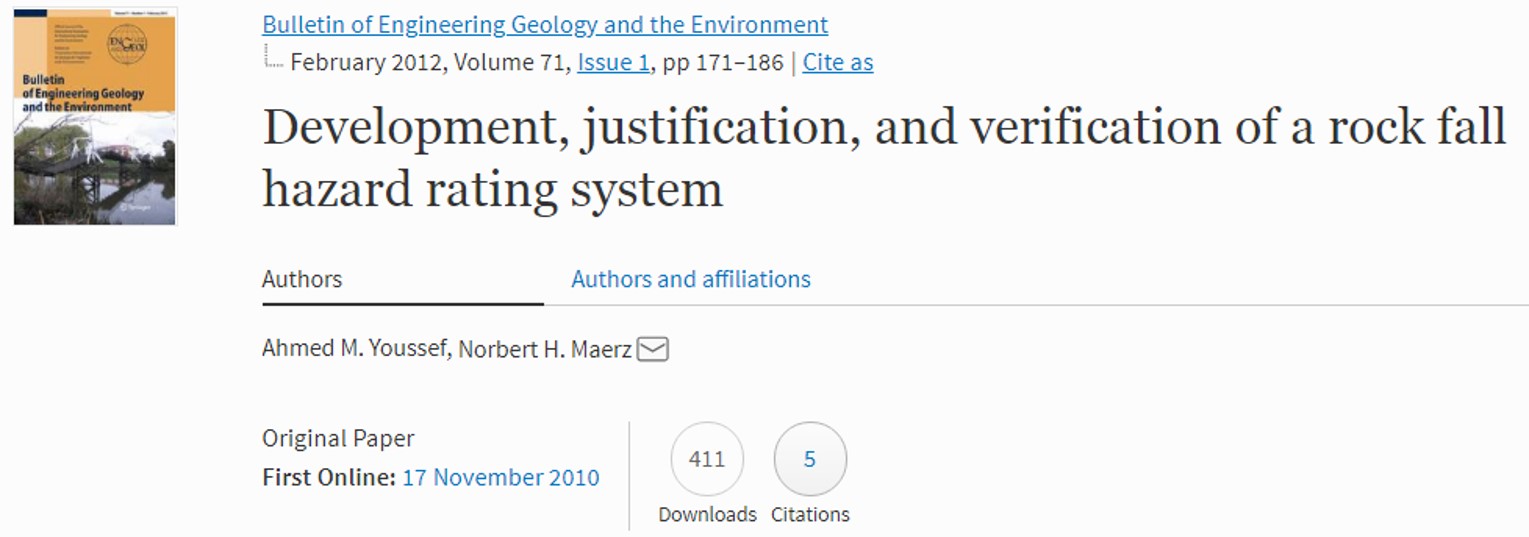 Development, Justification and verification of A Rock Fall Hazard Rating System (MORFH RS) and Prediction for the best remediation techniques