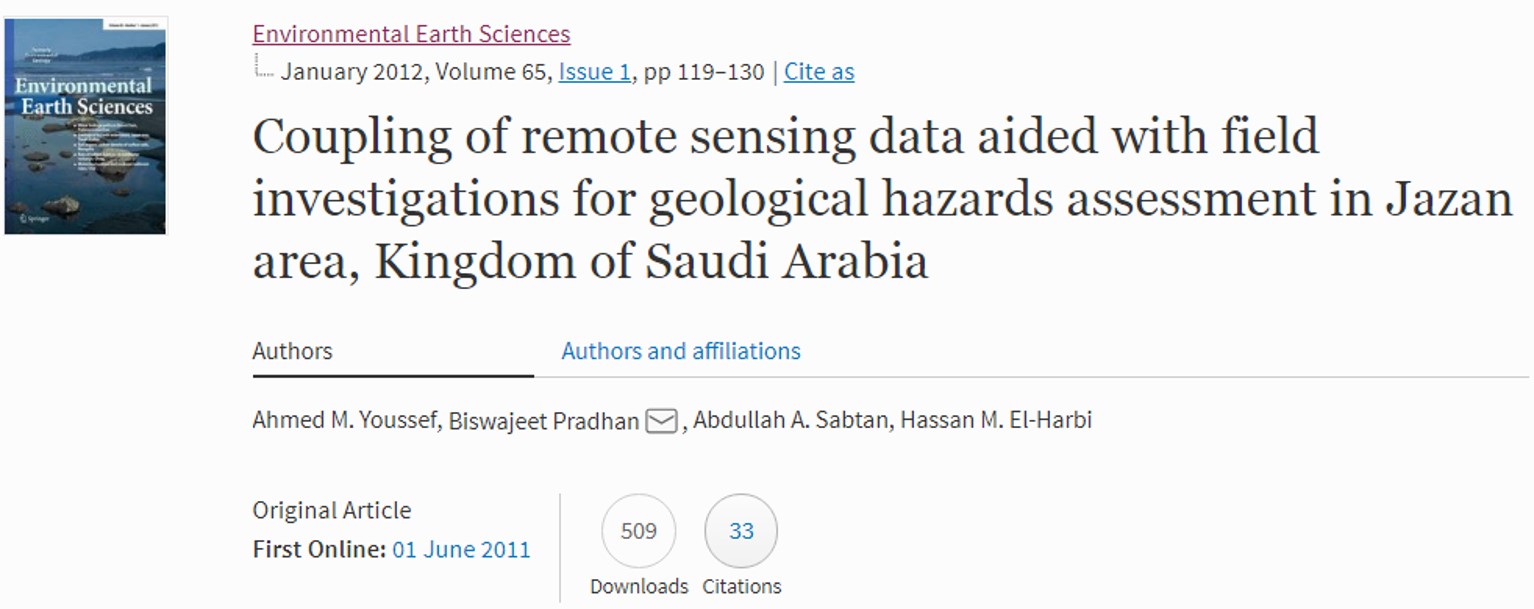 Coupling of remote sensing data aided with field investigations for geological hazards assessment in Jazan area, Kingdom of Saudi Arabia