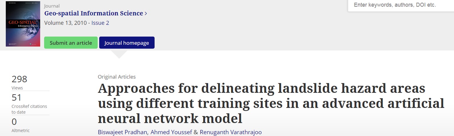 Approaches for delineating landslide hazard areas using different training sites in an advanced artificial neural network model