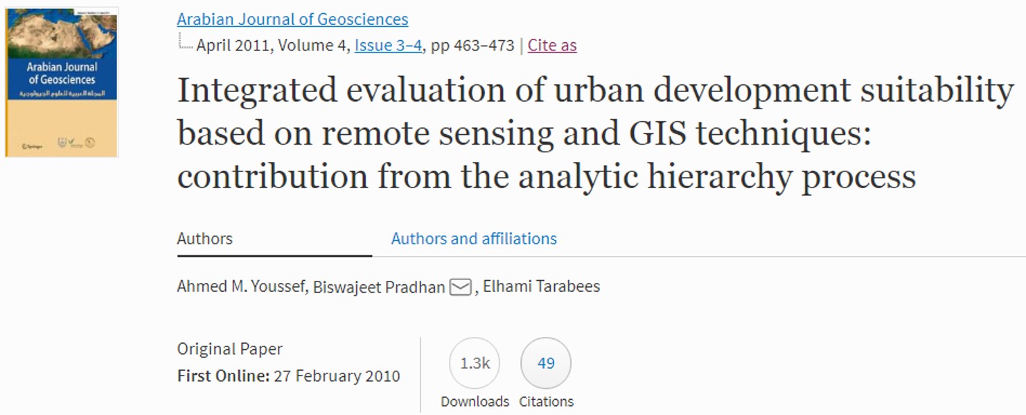 Integrated evaluation of urban development suitability based on remote sensing and GIS techniques: contribution from the analytic hierarchy process