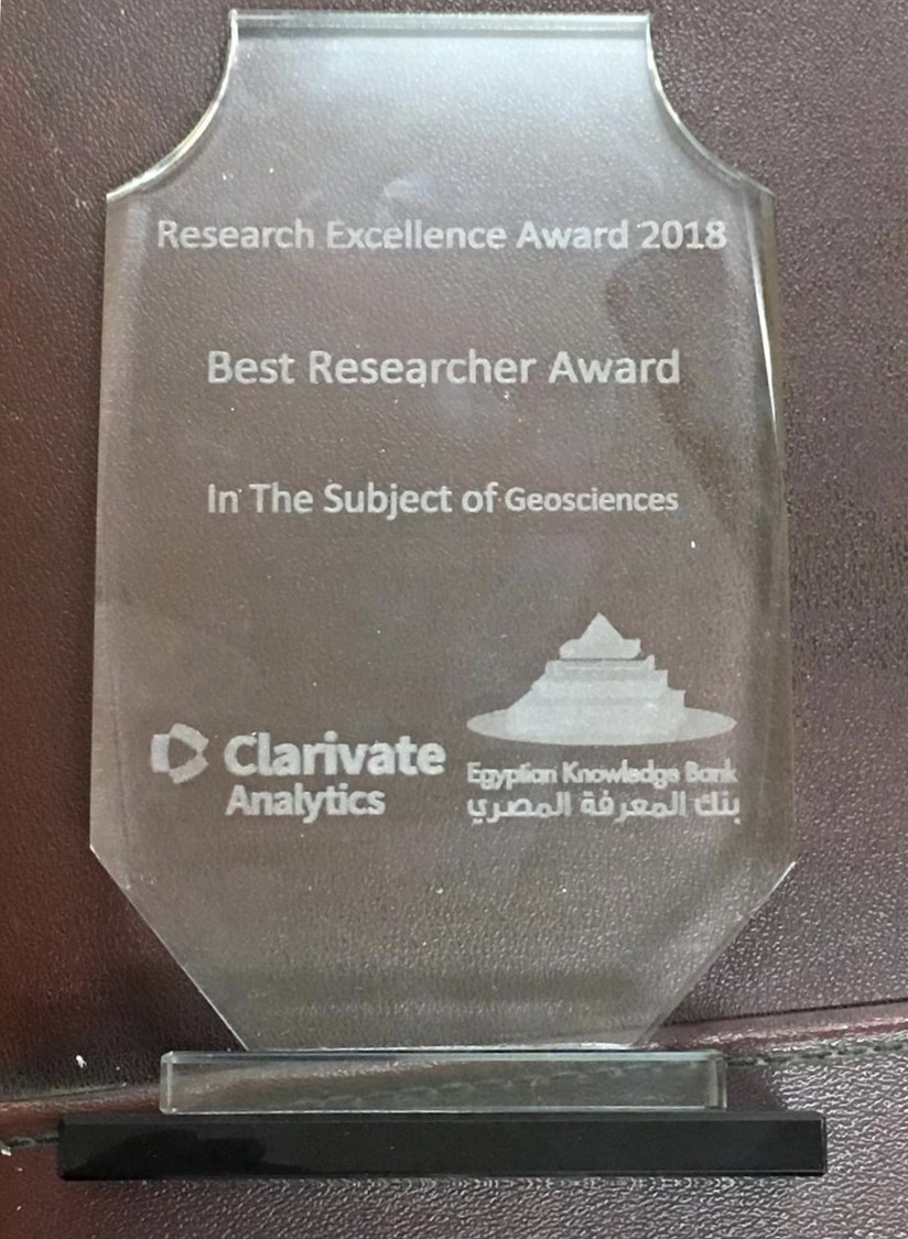 Research Excellence Award 2018: Best Researcher Award of Geosciences (Egypt 2018)