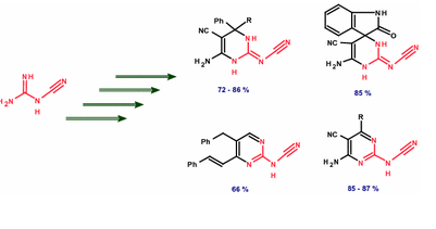New route for the synthesis of new cyanoimino- and cyanoaminopyrimidines.